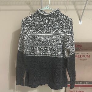 Merona Black and White Turtleneck Patterned Sweater
